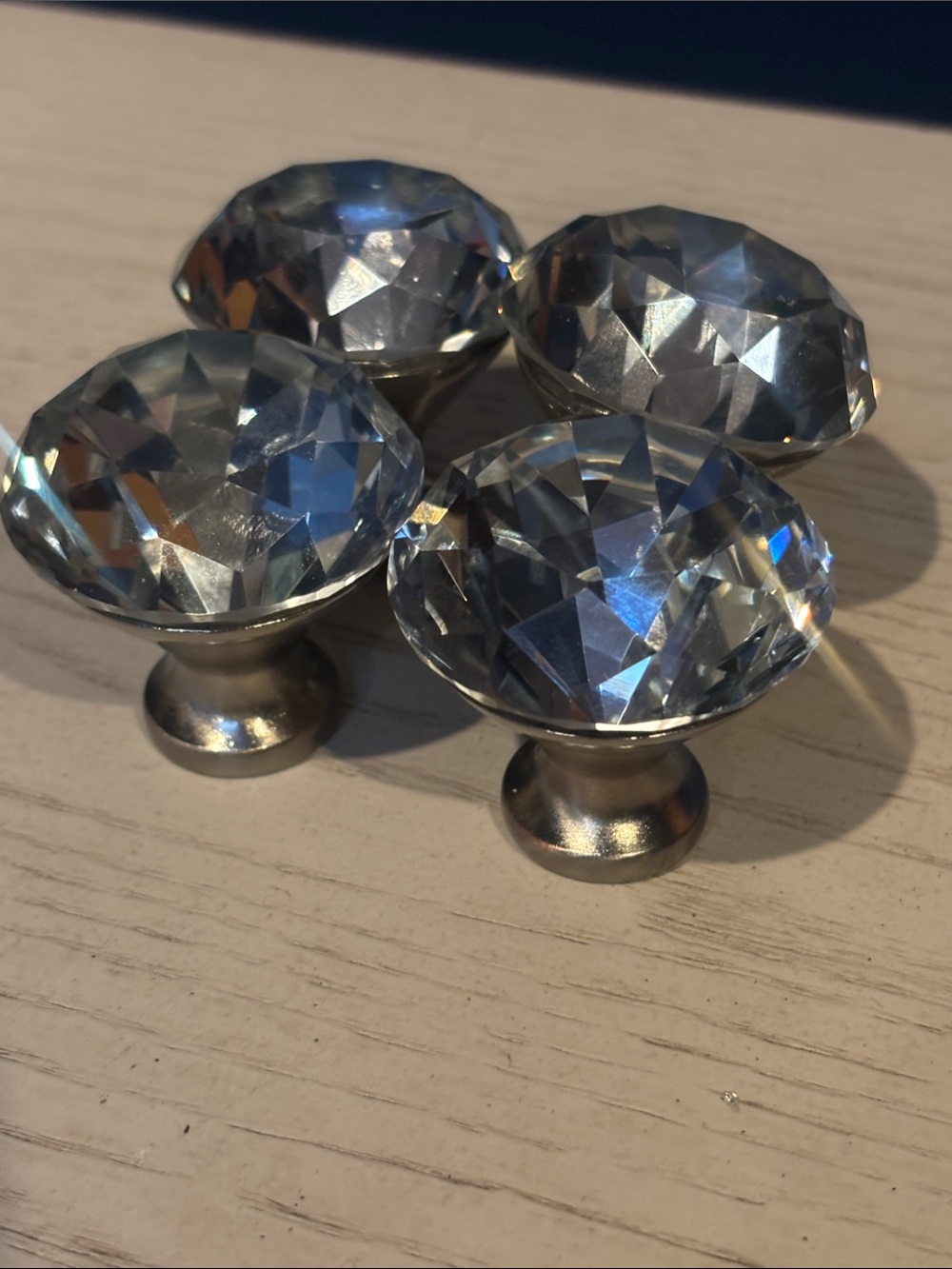 Crystal Glass Cabinet Knobs - Clear Diamond Pulls